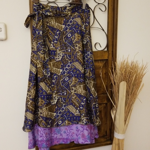 Boho Wrap Skirt, reversible - Picture 2 of 7